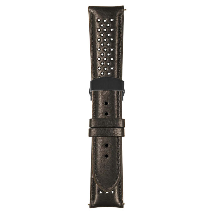 Black Perforated Rally Strap with Deployant Matte Black Clasp