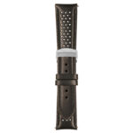 Black Perforated Rally Strap with Deployant Polished Silver Clasp