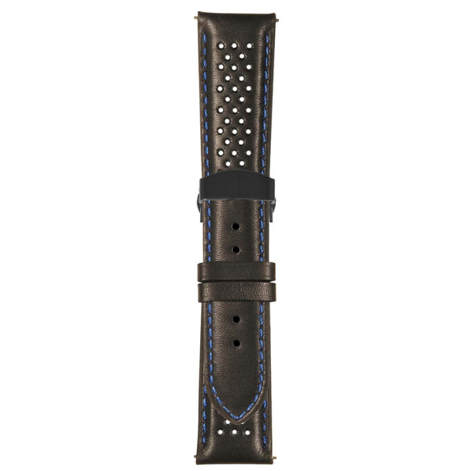 Black and Blue Perforated Rally Strap with Deployant Matte Black Clasp