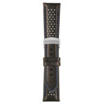 Black and Blue Perforated Rally Strap with Deployant Polished Silver Clasp