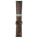 Black and Orange Perforated Rally Strap with Deployant Brushed Silver Clasp