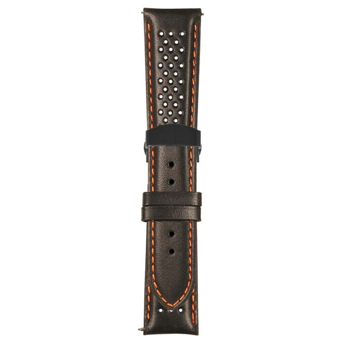 Black and Orange Perforated Rally Strap with Deployant Matte Black Clasp