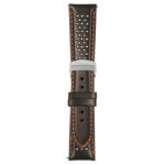 Black and Orange Perforated Rally Strap with Deployant Polished Silver Clasp