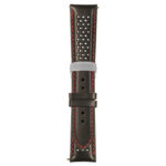 Black and Red Perforated Rally Strap with Deployant Brushed Silver Clasp