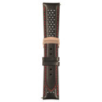 Black and Red Perforated Rally Strap with Deployant Rose Gold Clasp