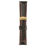 Black and Red Perforated Rally Strap with Deployant Yellow Gold Clasp