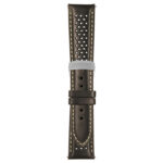 Black and White Perforated Rally Strap with Deployant Brushed Silver Clasp