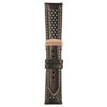 Black and White Perforated Rally Strap with Deployant Rose Gold Clasp