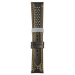 Black and Yellow Perforated Rally Strap with Deployant Brushed Silver Clasp