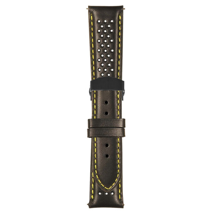 Black and Yellow Perforated Rally Strap with Deployant Matte Black Clasp