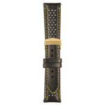 Black and Yellow Perforated Rally Strap with Deployant Yellow Gold Clasp