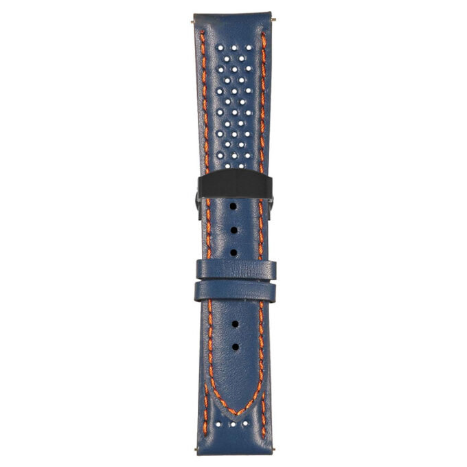 Blue and Orange Perforated Rally Strap with Deployant Matte Black Clasp