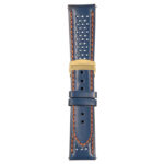 Blue and Orange Perforated Rally Strap with Deployant Yellow Gold Clasp