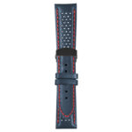 Blue and Red Perforated Rally Strap with Deployant Matte Black Clasp