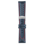 Blue and Red Perforated Rally Strap with Deployant Polished Silver Clasp