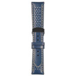 Blue and White Perforated Rally Strap with Deployant Matte Black Clasp