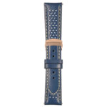 Blue and White Perforated Rally Strap with Deployant Rose Gold Clasp