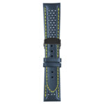 Blue and Yellow Perforated Rally Strap with Deployant Matte Black Clasp