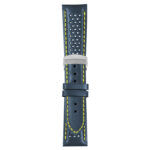 Blue and Yellow Perforated Rally Strap with Deployant Polished Silver Clasp