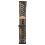 Brown and White Perforated Rally Strap with Deployant Rose Gold Clasp