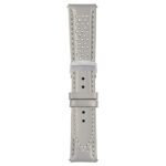 Grey and White Perforated Rally Strap with Deployant Polished Silver Clasp