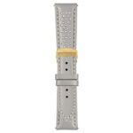 Grey and White Perforated Rally Strap with Deployant Yellow Gold Clasp