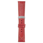 Red and White Perforated Rally Strap with Deployant Brushed Silver Clasp