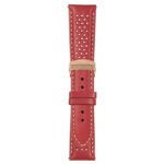 Red and White Perforated Rally Strap with Deployant Rose Gold Clasp