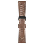 Tan and White Perforated Rally Strap with Deployant Matte Black Clasp