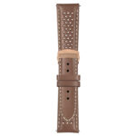 Tan and White Perforated Rally Strap with Deployant Rose Gold Clasp