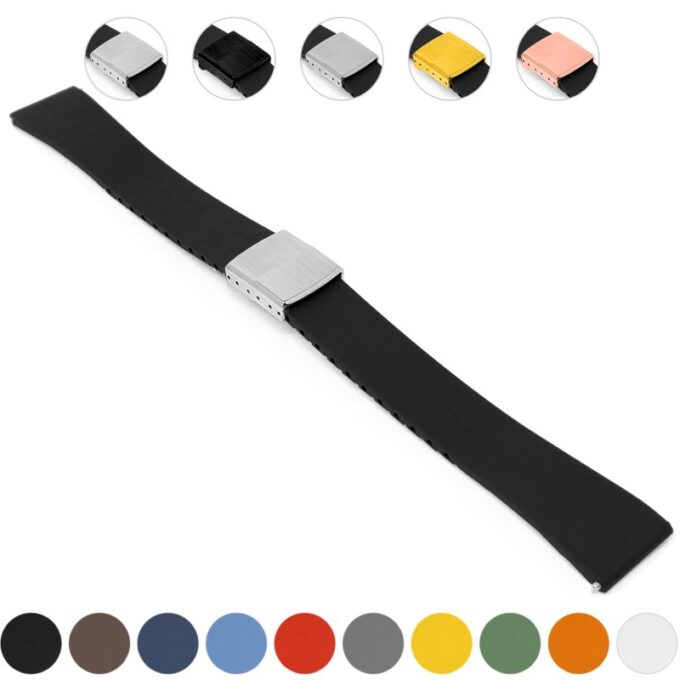 fk23 Gallery DASSARI Smooth Cut To Size CTS FKM Rubber Watch Band Strap 18mm 19mm 20mm 21mm 22mm