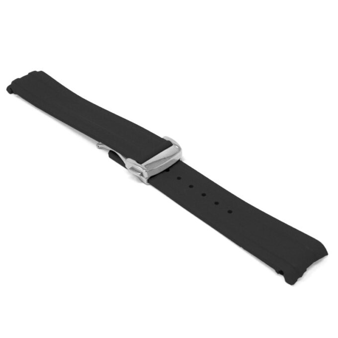 fk26.1.bs Angle Black DASSARI FKM Rubber Watch Band Strap With Deployant Clasp for Omega Seamaster 20mm