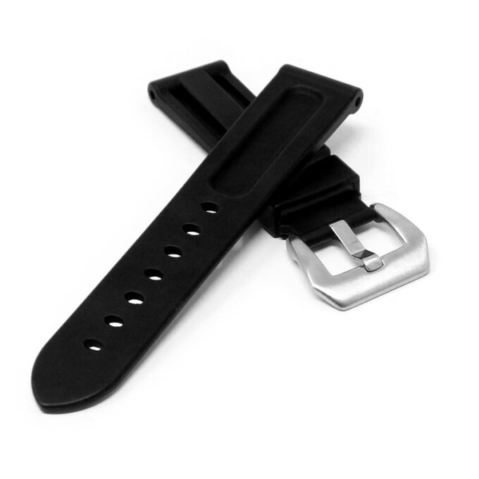 fk22.1 Cross Black DASSARI Heavy Duty FKM Rubber Watch Band Strap 22mm 24mm