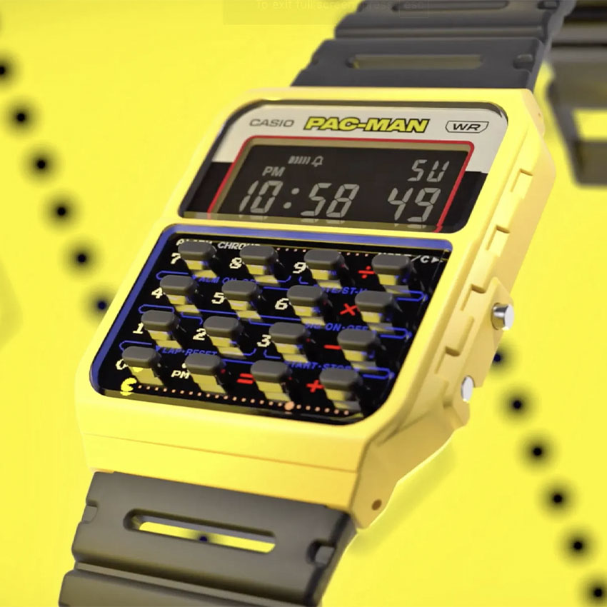 most unique watches casio ca53wpc 1b pac man