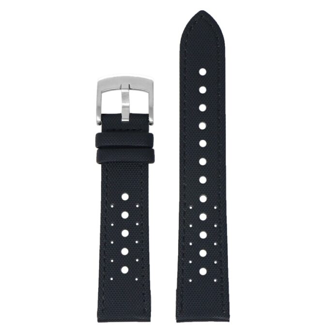 kd7.1.1 Up Black DASSARI Perforated Sailcloth Watch Band Strap 19mm 20mm 22mm