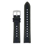 kd7.1.10 Up Black and Yellow DASSARI Perforated Sailcloth Watch Band Strap 19mm 20mm 22mm