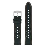 kd7.1.12 Up Black and Orange DASSARI Perforated Sailcloth Watch Band Strap 19mm 20mm 22mm