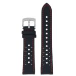 kd7.1.6 Up Black and Red DASSARI Perforated Sailcloth Watch Band Strap 19mm 20mm 22mm