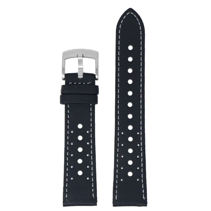 kd7.1.7 Up Black and Grey DASSARI Perforated Sailcloth Watch Band Strap 19mm 20mm 22mm