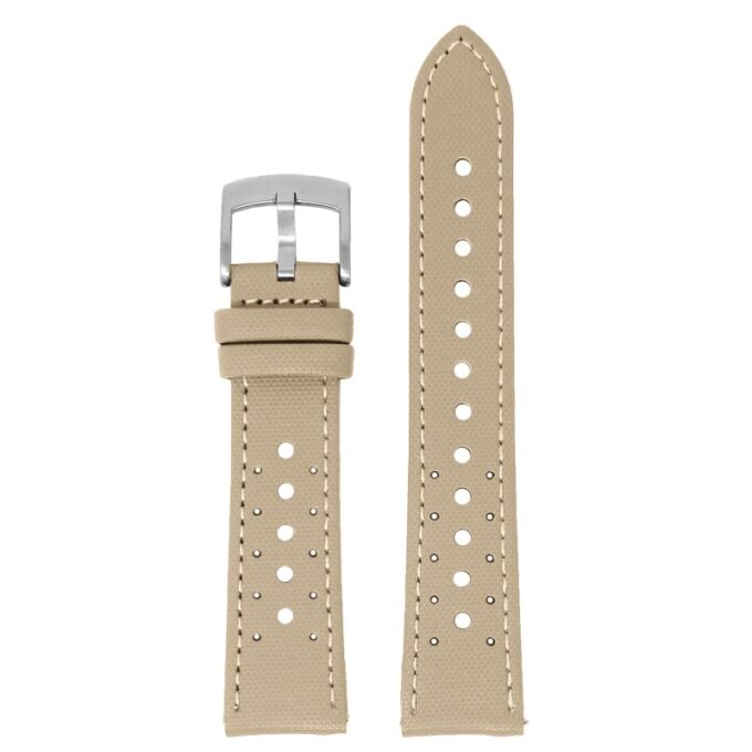 kd7.17.17 Up Beige DASSARI Perforated Sailcloth Watch Band Strap 19mm 20mm 22mm