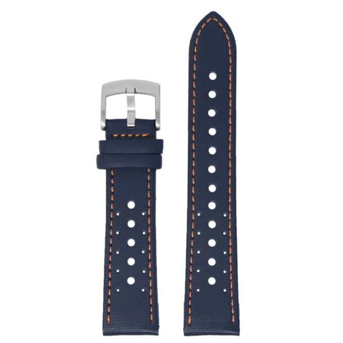 kd7.5.12 Up Blue & Orange DASSARI Perforated Sailcloth Watch Band Strap 19mm 20mm 22mm