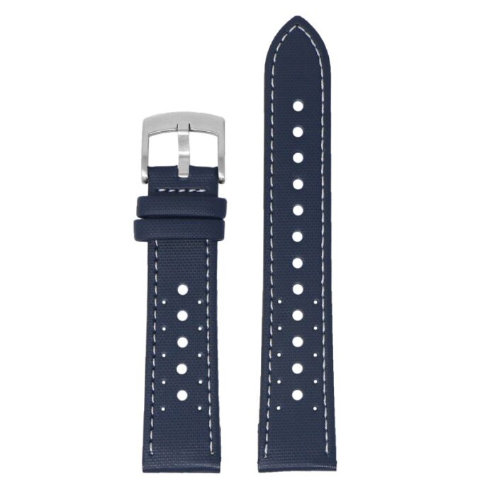 kd7.5.22 Up Blue & White DASSARI Perforated Sailcloth Watch Band Strap 19mm 20mm 22mm