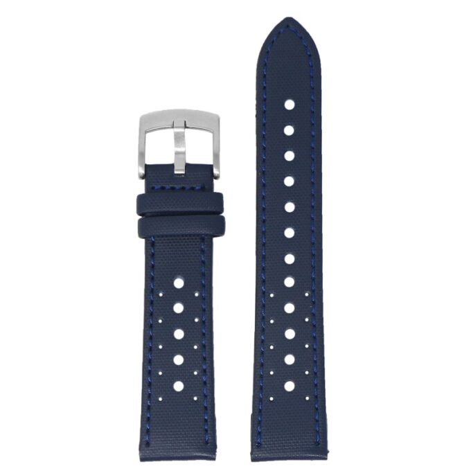 kd7.5.5 Up Blue DASSARI Perforated Sailcloth Watch Band Strap 19mm 20mm 22mm