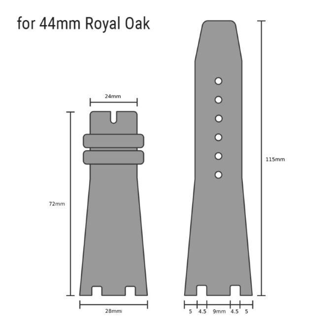 r.ap2 Diagram DASSARI FKM Rubber Watch Band Strap for Audemars Piguet Royal Oak Offshore