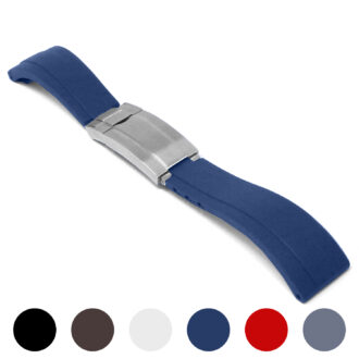 r.rx8 Gallery Blue StrapsCo Gridlock Rubber Watch Band Strap for Rolex 20mm