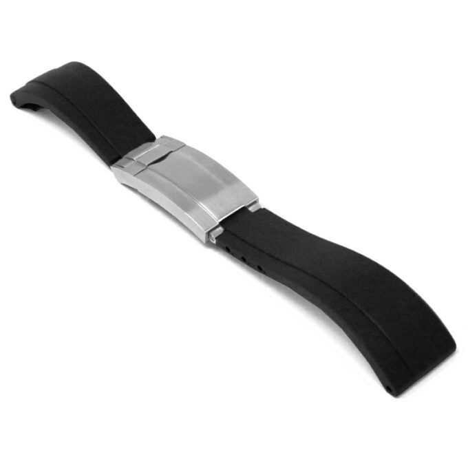 r.rx8.1.bs Main Black Brushed Silver Clasp StrapsCo Gridlock Rubber Watch Band Strap for Rolex 20mm