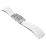 r.rx8.22.bs up White Brushed Silver Clasp StrapsCo Gridlock Rubber Watch Band Strap for Rolex 20mm