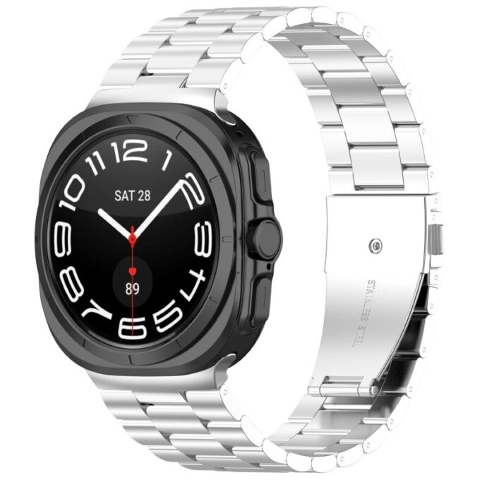 s.m14.ss Front Silver StrapsCo Classic Everyday Bracelet for Samsung Galaxy Watch Ultra