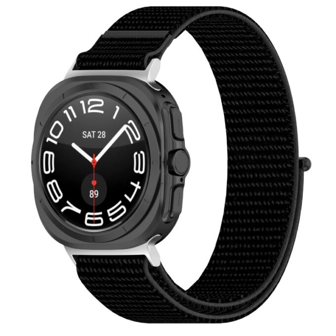 s.ny12.1 Front Black StrapsCo Nylon Comfort Watch Band Strap for Samsung Galaxy Watch Ultra