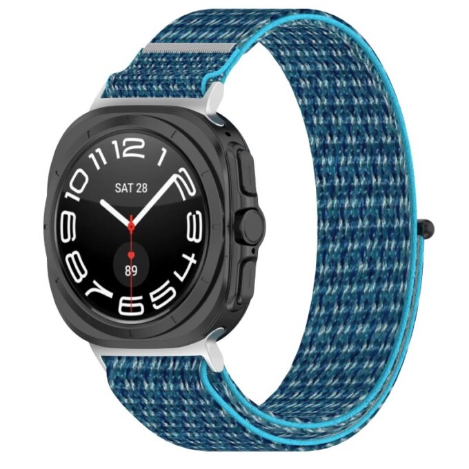 s.ny12.5b Front Sea Blue StrapsCo Nylon Comfort Watch Band Strap for Samsung Galaxy Watch Ultra